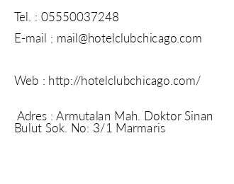 Club Hotel Chicago iletiim bilgileri